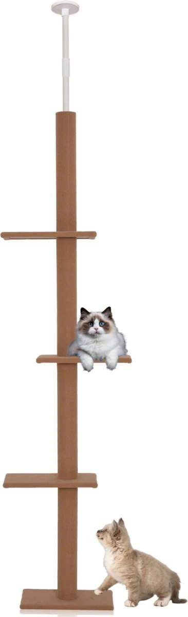 Merkloos Krabpaal In Hoogte Verstelbaar - Kattenkrabpaal - Krabpaal Voor Katten - Kattenspeeltjes - Katten - Bruin - 43L X 27B X 228-260H Cm 1 Merkloos Krabpaal In Hoogte Verstelbaar - Kattenkrabpaal - Krabpaal Voor Katten - Kattenspeeltjes - Katten - Bruin - 43L X 27B X 228-260H Cm
