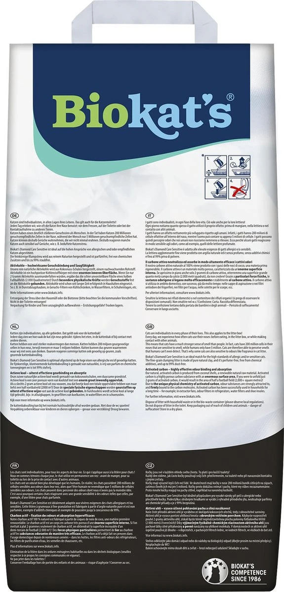 Biokat's Diamond Care Sensitive Classic - 6 L - Kattenbakvulling - Klontvormende - Zonder Geur - Aktieve Kool - Voor Gevoelige Katten 2 Biokat's Diamond Care Sensitive Classic - 6 L - Kattenbakvulling - Klontvormende - Zonder Geur - Aktieve Kool - Voor Gevoelige Katten - Afbeelding 2