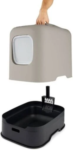 Rotho MyPet Biala Kattenbak Met Kap En Schepje / Gemaakt Van Gerecycled Plastic - Cappucino -Merkloos Winkel 584x1200 5