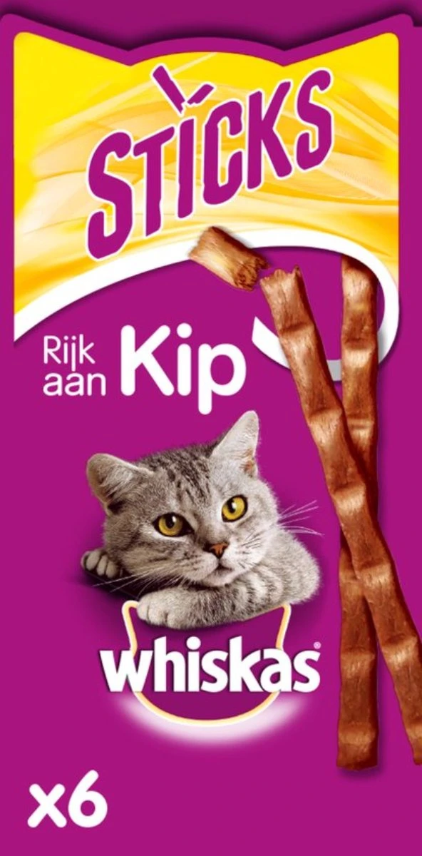 Whiskas Sticks Kattensnack - Kip - 14 X 6 Stuks 1 Whiskas Sticks Kattensnack - Kip - 14 X 6 Stuks