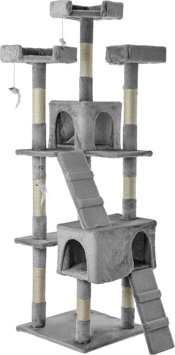 Krabpaal XXL Voor Kat -170 Cm -Grijs - Kattenboom Voor Grote Katten - Kattenhuis Van Sisal - XXL Klimpaal Voor Meerdere Katten 6 Krabpaal XXL Voor Kat -170 Cm -Grijs - Kattenboom Voor Grote Katten - Kattenhuis Van Sisal - XXL Klimpaal Voor Meerdere Katten - Afbeelding 6
