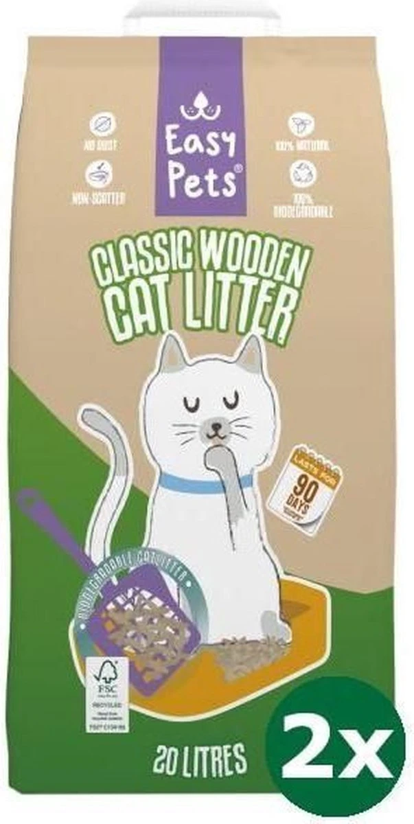 2x20 Ltr Easypets Biodegradable Classic Houtkorrels Kattenbakvulling Kattenbakvulling 1 2x20 Ltr Easypets Biodegradable Classic Houtkorrels Kattenbakvulling Kattenbakvulling