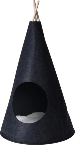 Merkloos Katten Tipitent - 40x70cm - Zwart - Kattentent