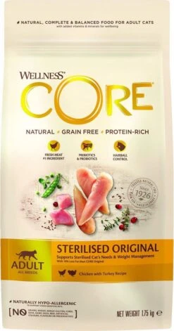 Wellness Core Grain Free Cat Sterilised Kip & Kalkoen - Kattenvoer - 1.75 Kg -Merkloos Winkel 629x1200