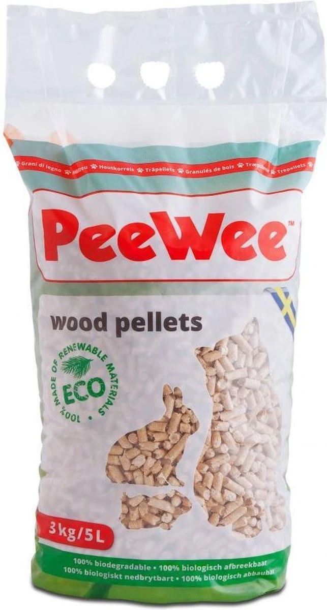 Peewee Houtkorrels - Kattenbakvulling - 3 Kg 1 Peewee Houtkorrels - Kattenbakvulling - 3 Kg