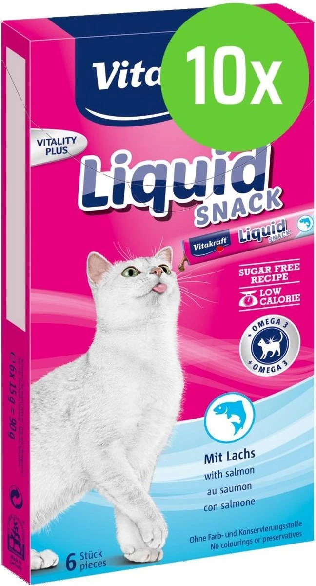 Merkloos 10 X Vitakraft Cat Liquid-Snack Zalm & Omega 6 Stuks 1 Merkloos 10 X Vitakraft Cat Liquid-Snack Zalm & Omega 6 Stuks