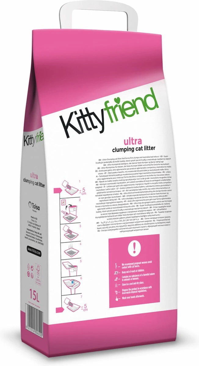 Kitty Friend Ultra Kattenbakvulling 15 Liter 2 Kitty Friend Ultra Kattenbakvulling 15 Liter - Afbeelding 2