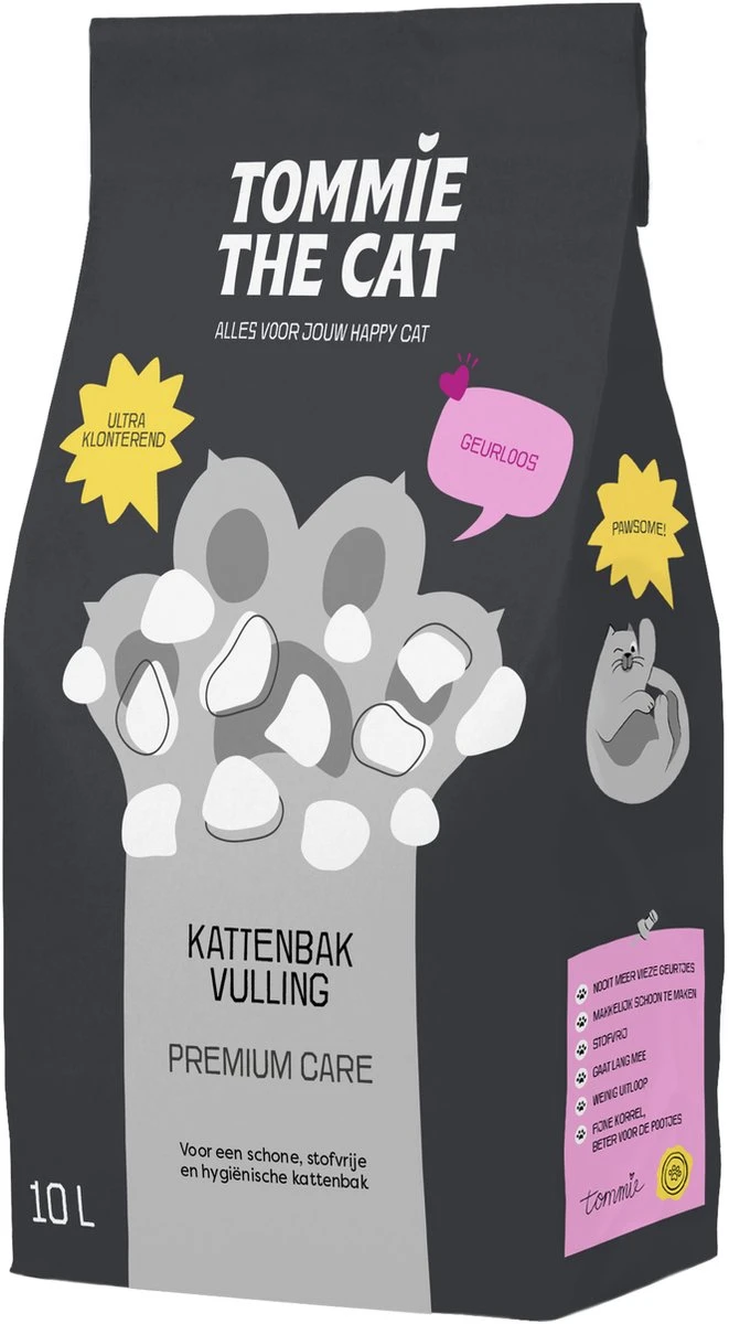 Tommie The Cat - 20L Premium Kattenbakvulling - Geurloos - Ultra Klontvormend & Stofvrij 1 Tommie The Cat - 20L Premium Kattenbakvulling - Geurloos - Ultra Klontvormend & Stofvrij