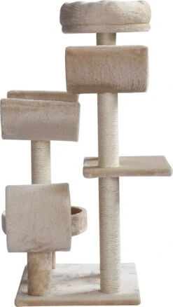 PawHut Kattenboom Kattenkrabboom Speelgoed Tunnel Katten Klimboom Krabboom Beige D30-191 -Merkloos Winkel 677x1200