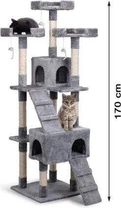 Krabpaal XXL Voor Kat -170 Cm -Grijs - Kattenboom Voor Grote Katten - Kattenhuis Van Sisal - XXL Klimpaal Voor Meerdere Katten 9 Krabpaal XXL Voor Kat -170 Cm -Grijs - Kattenboom Voor Grote Katten - Kattenhuis Van Sisal - XXL Klimpaal Voor Meerdere Katten -Merkloos Winkel 695x1200 5