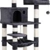 Kat Krabpaal Voor Meerdere Katten - Met Hokje En Plateaus - Grote Of Kleine Katten - Grijs En Wit