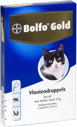 Bayer Bolfo Gold 80 Anti Vlooienmiddel - Kat - > 4 Kg - 4 Pipetten -Merkloos Winkel 726x1200