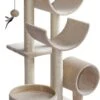 PawHut Kattenboom Kattenkrabboom Speelgoed Tunnel Katten Klimboom Krabboom Beige D30-191