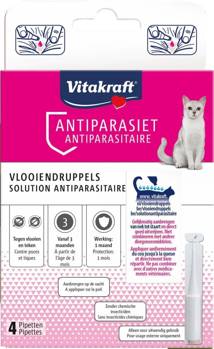 Vitakraft Spot On Care. Vlo En Teek Stop- 4 Pipetten 1 Vitakraft Spot On Care. Vlo En Teek Stop- 4 Pipetten