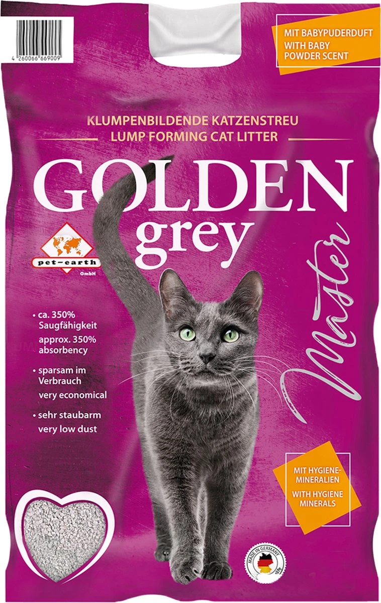 Golden Grey Master Kattenbakvulling Met Silicaat En Babypoeder - 1 Zak 1 Golden Grey Master Kattenbakvulling Met Silicaat En Babypoeder - 1 Zak