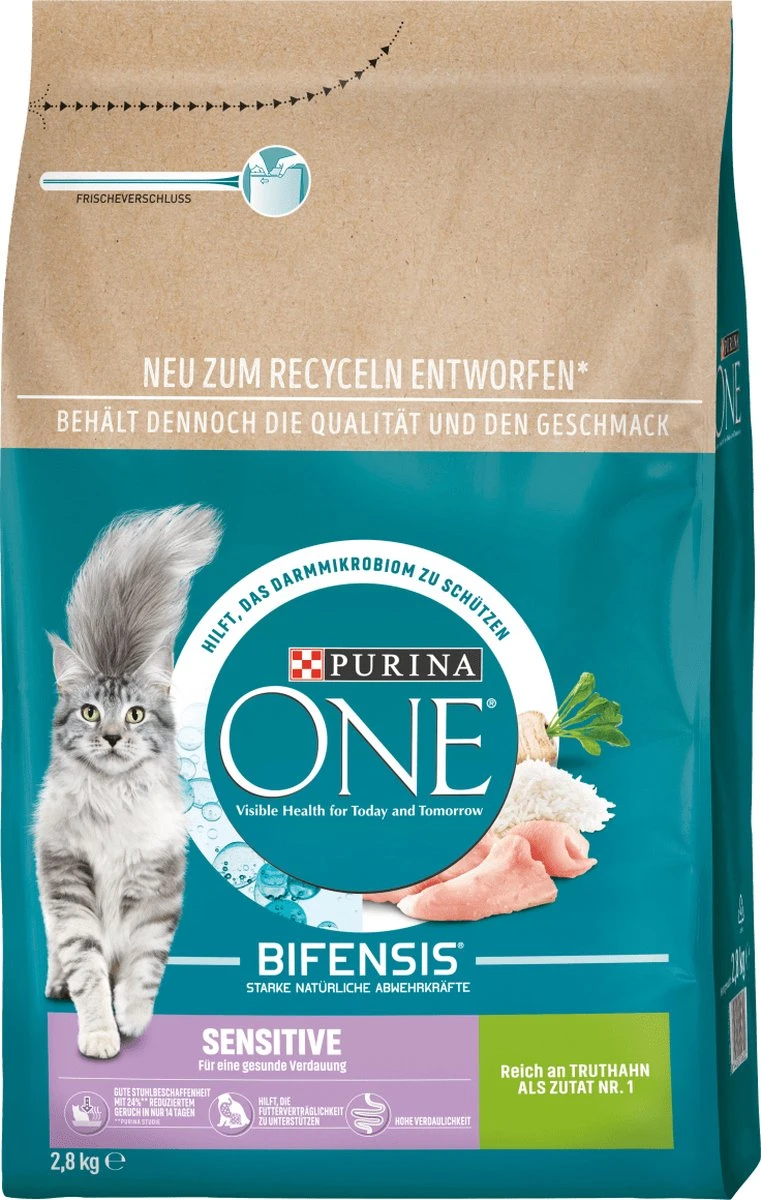 PURINA ONE Droog Kattenvoer Sensitive Met Kalkoen & Rijst, Adult, 2.8 Kg 1 PURINA ONE Droog Kattenvoer Sensitive Met Kalkoen & Rijst, Adult, 2.8 Kg