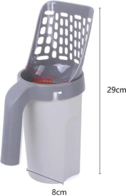 YELÉ LIVING – Kattenbakschep – Haarverwijderaar - Cat Litter Scoop – Kattenbakschep Met Container – Katten – Kattenbak – Grijs/wit – Kattenbak Schep – Grind – Kattengrind – Kattenbak Grind – Poep Zakjes – Afvalcontainer - All-in-1 Kattenbakschep -Merkloos Winkel 769x1200 3