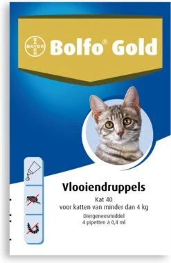Bayer Bolfo Gold 40 Anti Vlooienmiddel - Kat - 0 Tot 4 Kg - 4 Pipetten -Merkloos Winkel 780x1200