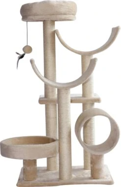 PawHut Kattenboom Kattenkrabboom Speelgoed Tunnel Katten Klimboom Krabboom Beige D30-191 -Merkloos Winkel 780x1200 5