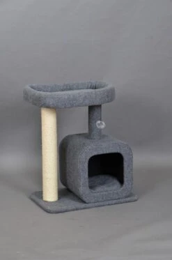Katten Krabpaal Met Huisje | Grijs | 60 X 40 X 70 Cm Kattenboom Met Ligbed -Merkloos Winkel 794x1200 3