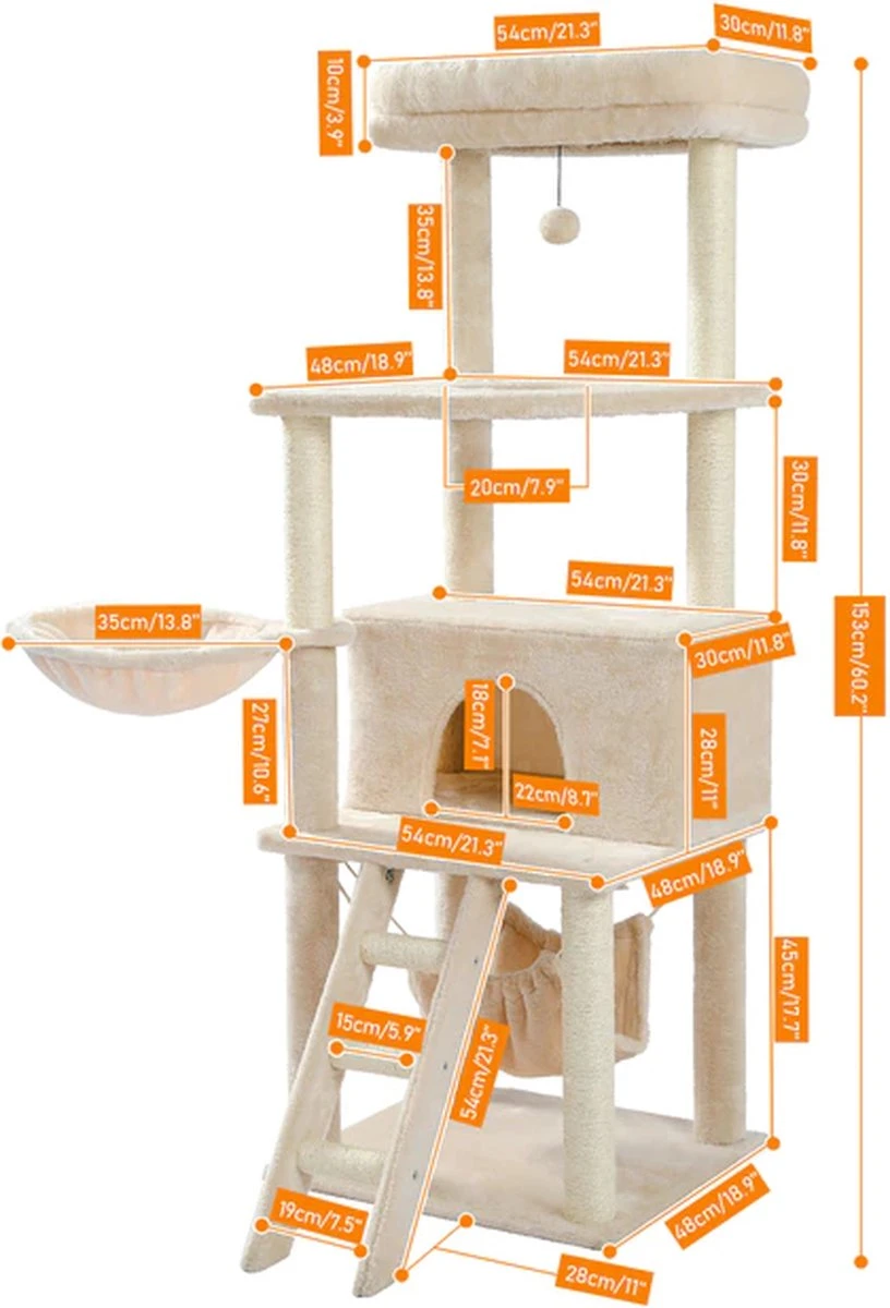 InHarmony - Katten Krab Toren Beige - Kattenkrab Toren - Katten Krabpaal - Krabpaal Kat - Krabpaal - Kattenpaal Krabpaal - Katten Paal Voor Grote Katten En Katten Paal Voor Kleine Katten 4 InHarmony - Katten Krab Toren Beige - Kattenkrab Toren - Katten Krabpaal - Krabpaal Kat - Krabpaal - Kattenpaal Krabpaal - Katten Paal Voor Grote Katten En Katten Paal Voor Kleine Katten - Afbeelding 4