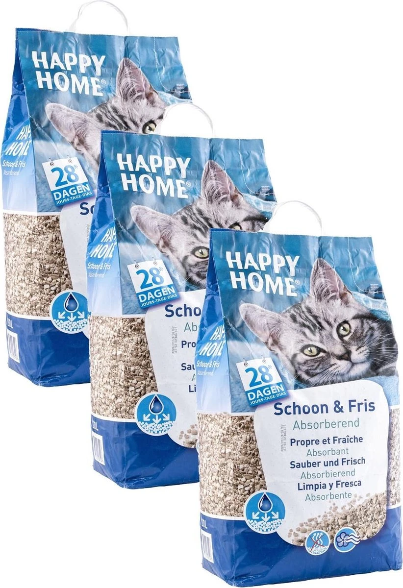 Happy Home Clean Fresh - Kattenbakvulling - 3 X 20 L 2 Happy Home Clean Fresh - Kattenbakvulling - 3 X 20 L - Afbeelding 2