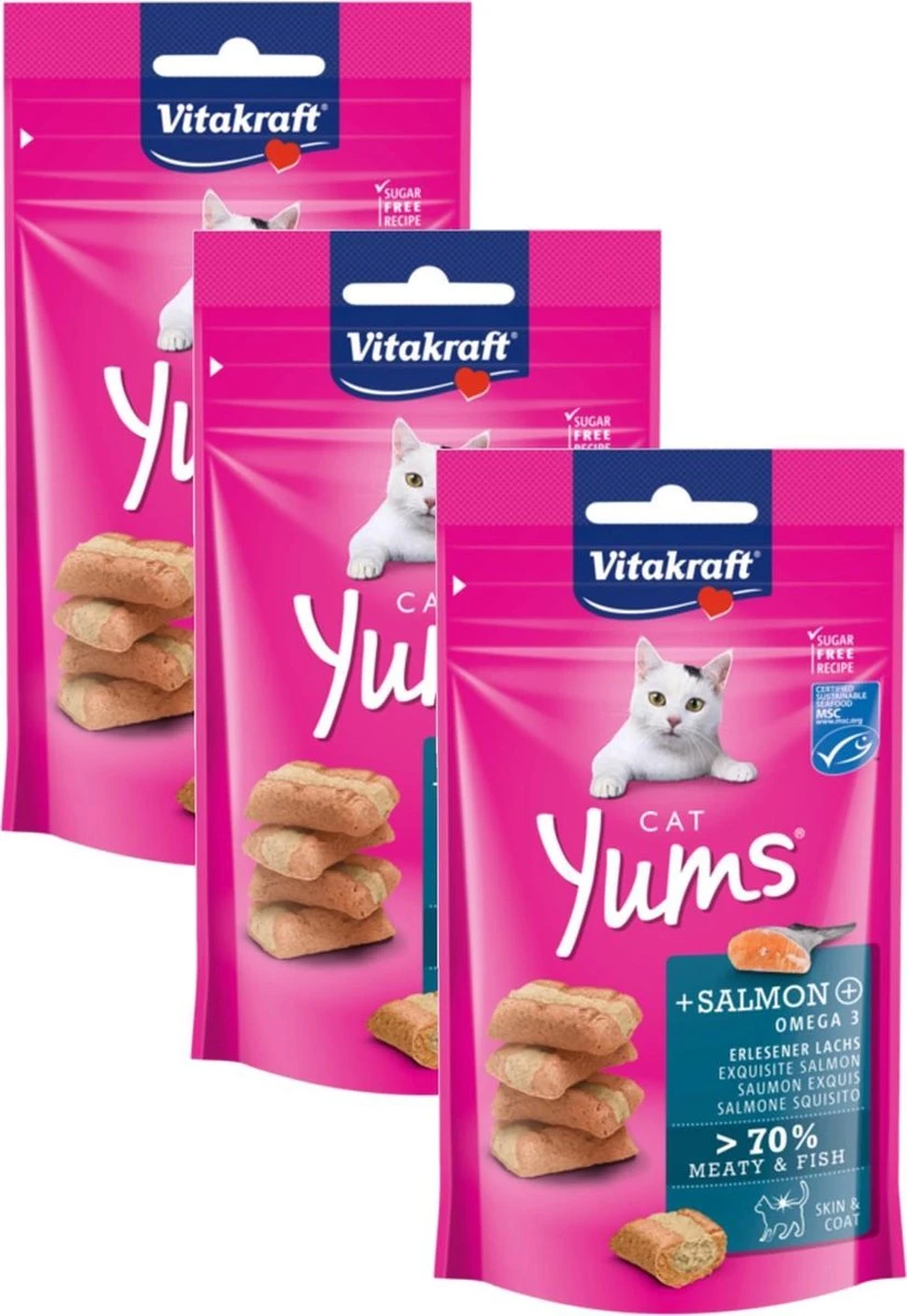 Vitakraft Cat Yums - Kat - Snack - Zalm - 3 X 40 Gr 2 Vitakraft Cat Yums - Kat - Snack - Zalm - 3 X 40 Gr - Afbeelding 2