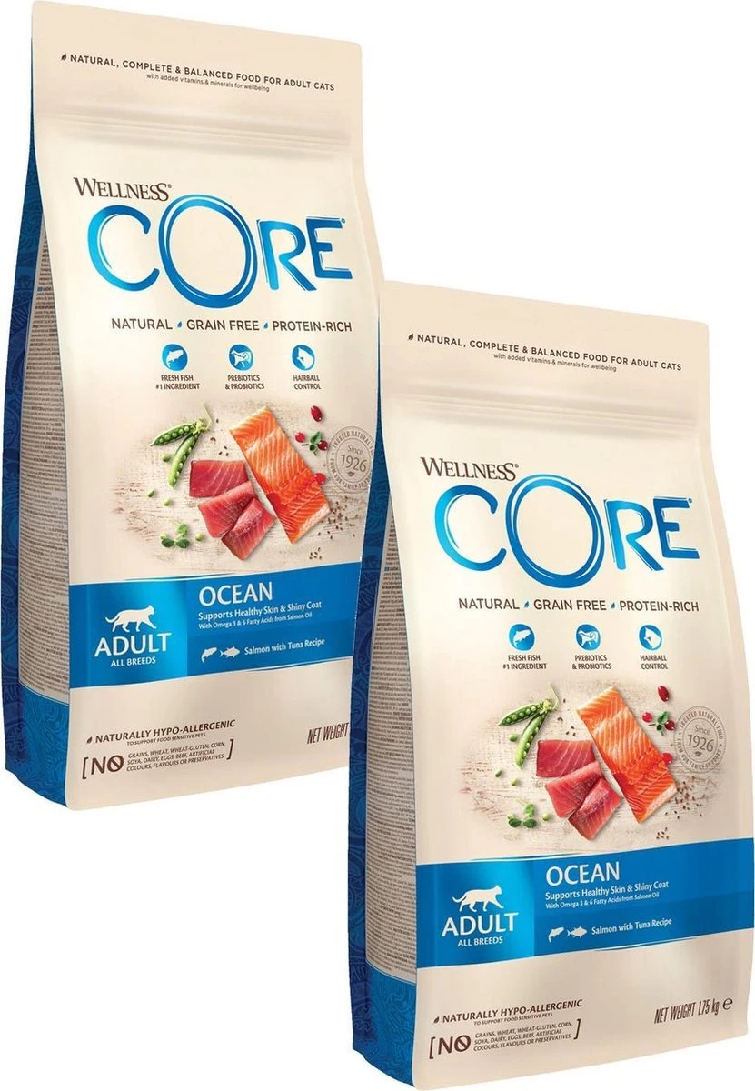 Wellness Core Grain Free Cat Ocean Zalm&Tonijn - Kattenvoer - 2 X 1.75 Kg 2 Wellness Core Grain Free Cat Ocean Zalm&Tonijn - Kattenvoer - 2 X 1.75 Kg - Afbeelding 2