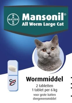 Mansonil All Worm Large Cat Ontworming - Grote Kat - 2 Tabletten -Merkloos Winkel 836x1200 2