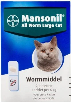 Mansonil All Worm Large Cat Ontworming - Grote Kat - 2 Tabletten -Merkloos Winkel 838x1200