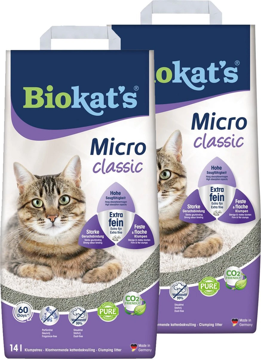 Biokat's Micro Classic Lentegeur - Kattenbakvulling - 2 X 14 L 1 Biokat's Micro Classic Lentegeur - Kattenbakvulling - 2 X 14 L