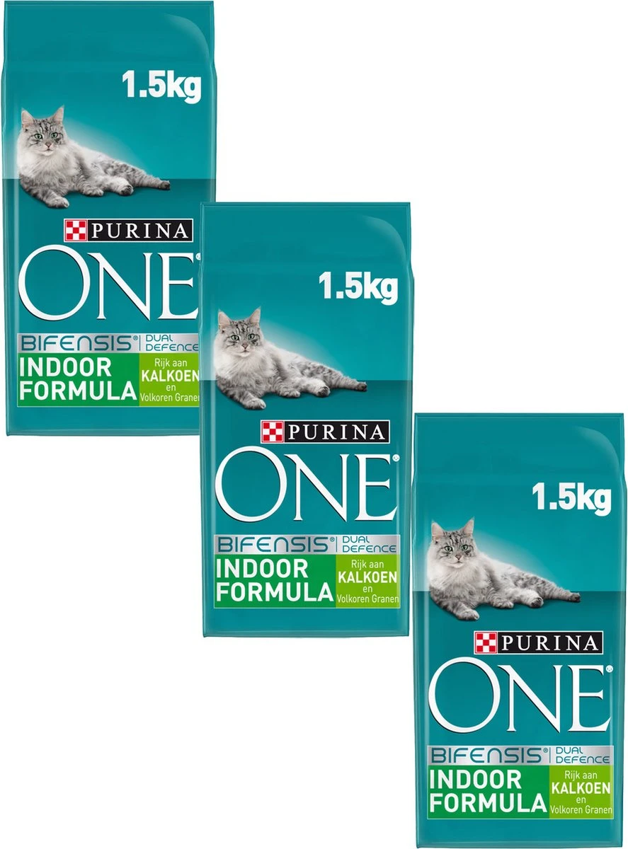 Purina One Indoor Formula Kalkoen - Kattenvoer - 3 X 1.5 Kg 4 Purina One Indoor Formula Kalkoen - Kattenvoer - 3 X 1.5 Kg - Afbeelding 4