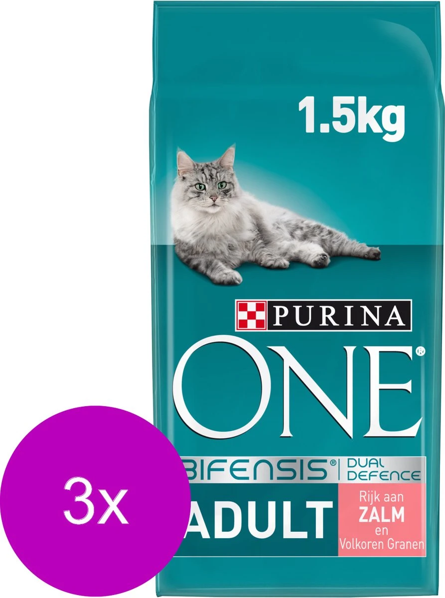 Purina One Adult Zalm&Granen - Kattenvoer - 3 X 1.5 Kg 3 Purina One Adult Zalm&Granen - Kattenvoer - 3 X 1.5 Kg - Afbeelding 3
