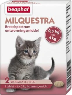 Beaphar Milquestra Kleine Kat/kitten - 0,5 Tot 4 Kg - 2 Tabletten