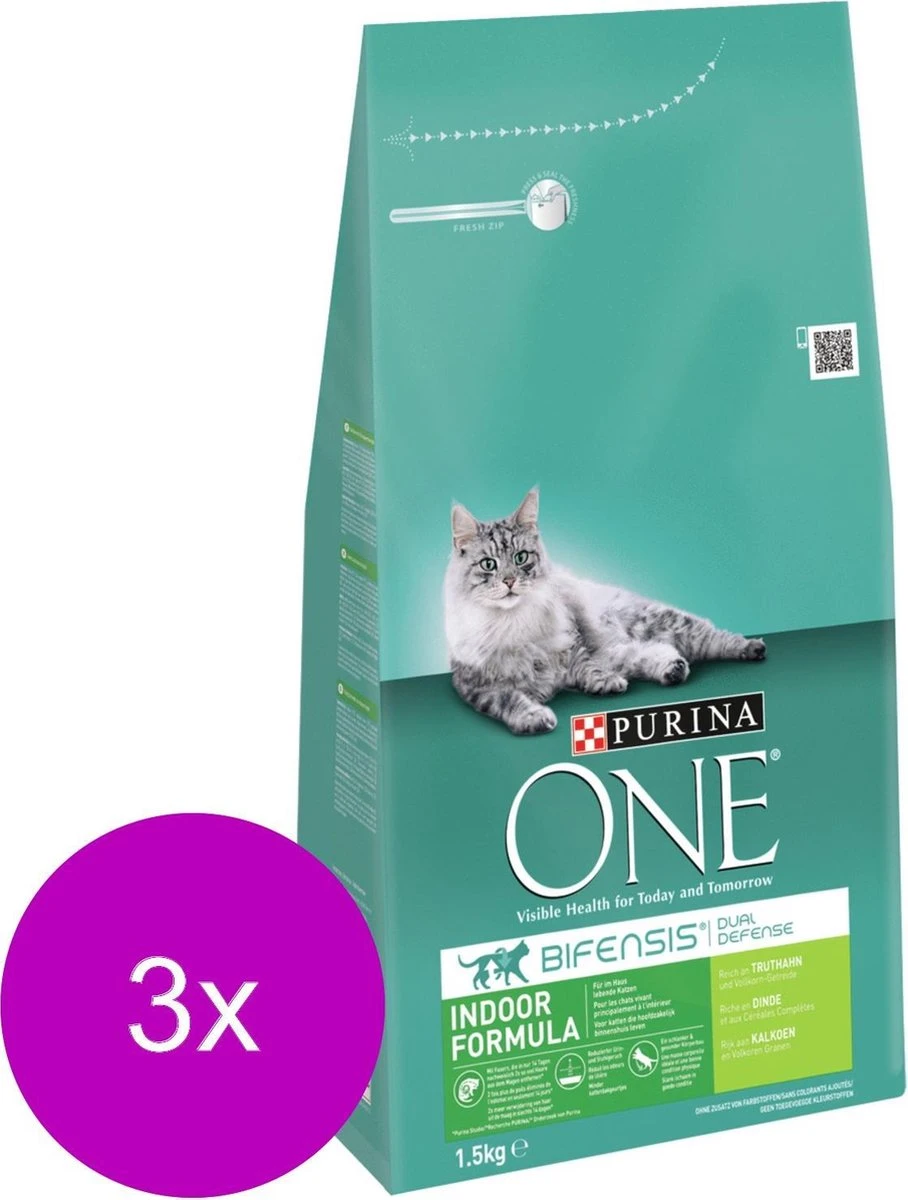 Purina One Indoor Formula Kalkoen - Kattenvoer - 3 X 1.5 Kg 2 Purina One Indoor Formula Kalkoen - Kattenvoer - 3 X 1.5 Kg - Afbeelding 2