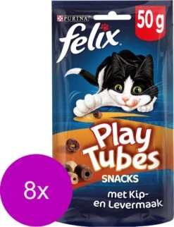 Felix PlayTubes - Kattensnacks - Kip & Lever - 8 X 50g -Merkloos Winkel 920x1200