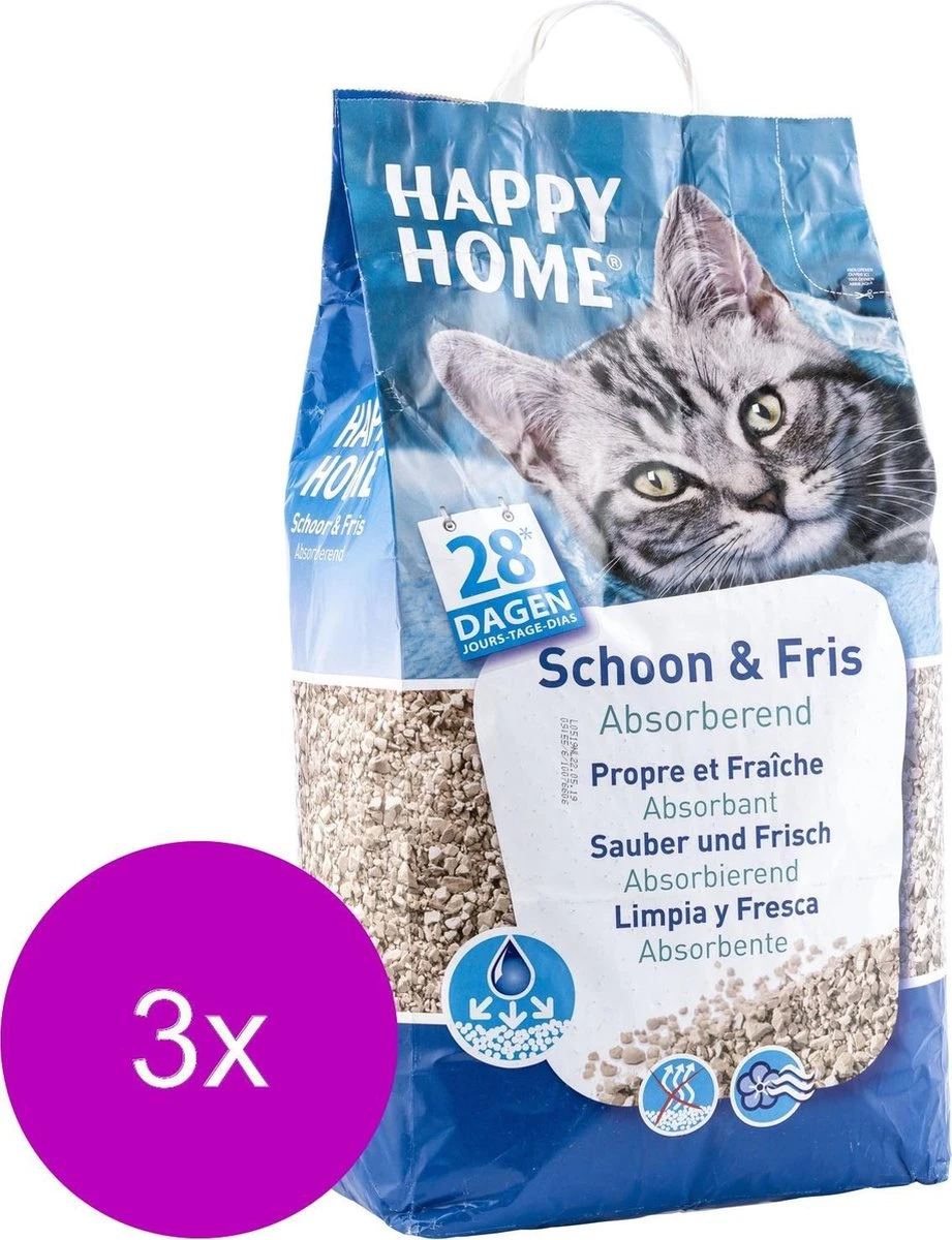 Happy Home Clean Fresh - Kattenbakvulling - 3 X 20 L 1 Happy Home Clean Fresh - Kattenbakvulling - 3 X 20 L
