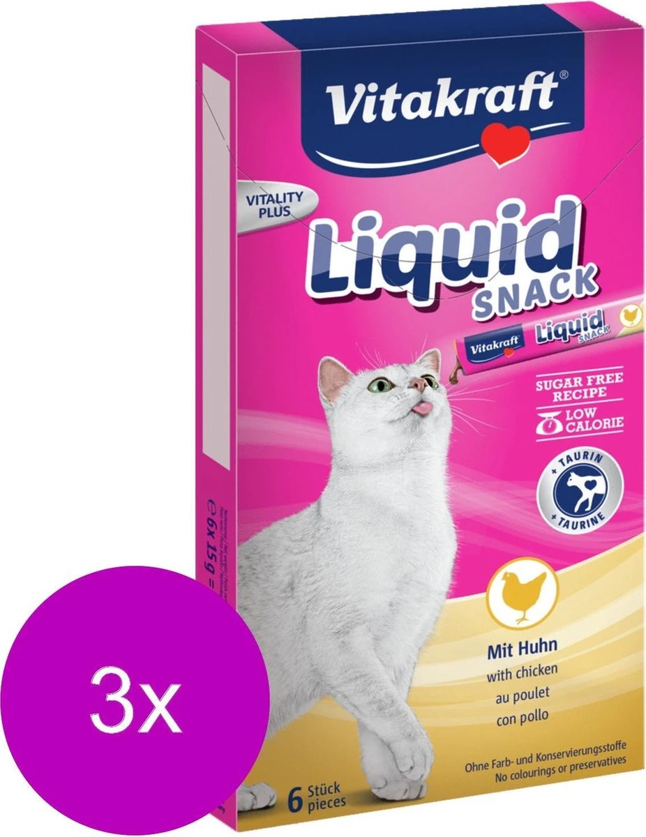 Vitakraft Cat Liquid Snack 6 Stuks - Kattensnack - 3 X Kip 2 Vitakraft Cat Liquid Snack 6 Stuks - Kattensnack - 3 X Kip - Afbeelding 2