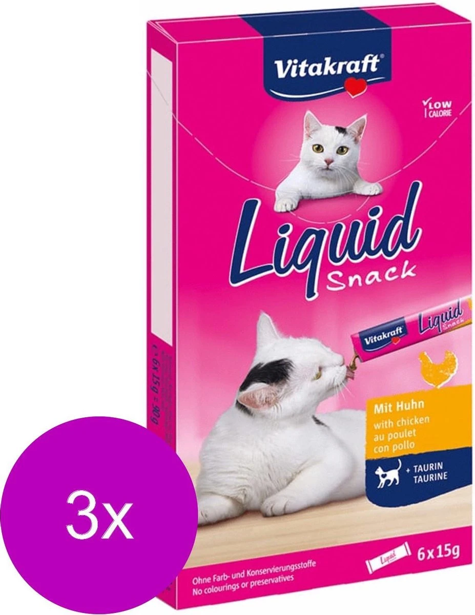 Vitakraft Cat Liquid Snack 6 Stuks - Kattensnack - 3 X Kip 3 Vitakraft Cat Liquid Snack 6 Stuks - Kattensnack - 3 X Kip - Afbeelding 3
