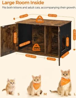 Songmics Kattenbak, Kattenhuis, Met Deuren, Vintage Bruin-zwart -Merkloos Winkel 930x1200 2