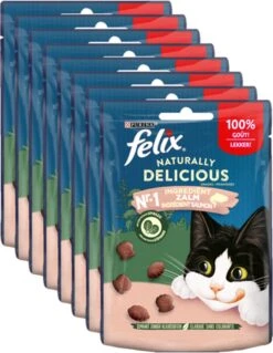 Felix Naturally Delicious Zalm & Spinazie - Kattensnacks - 8 X 50g -Merkloos Winkel 930x1200