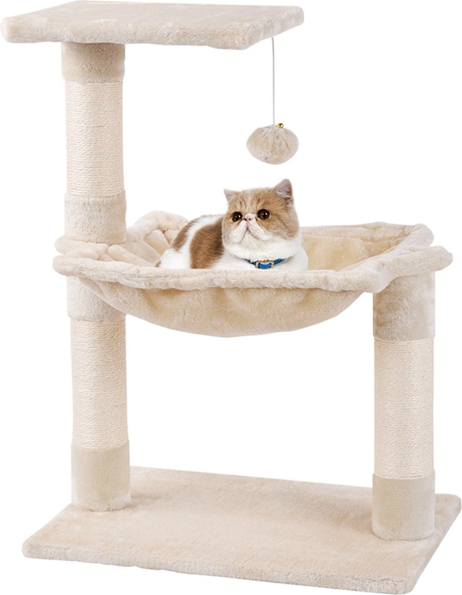 Merkloos MC Star Katten Krabpaal 70cm Krassen Grote Nis En Bal Opgeschort Spelen Schraper Platform Sisal - Beige, 70cm 1 Merkloos MC Star Katten Krabpaal 70cm Krassen Grote Nis En Bal Opgeschort Spelen Schraper Platform Sisal - Beige, 70cm