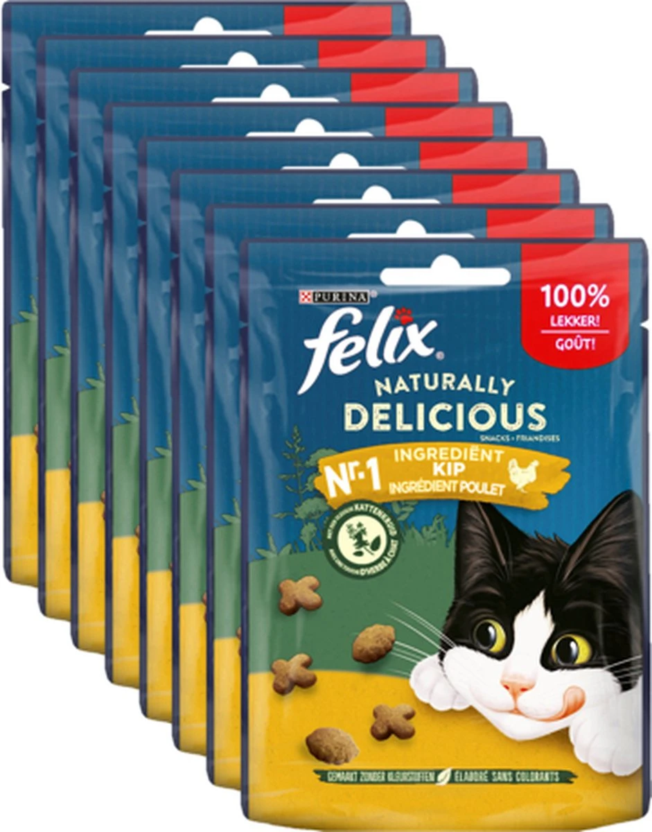Felix Naturally Delicious Kip & Catnip - Kattensnacks - 8 X 50g 2 Felix Naturally Delicious Kip & Catnip - Kattensnacks - 8 X 50g - Afbeelding 2
