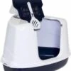 Moderna Flip Hoekkattenbak - Donkerblauw/Wit - 56 X 45 X 39 Cm