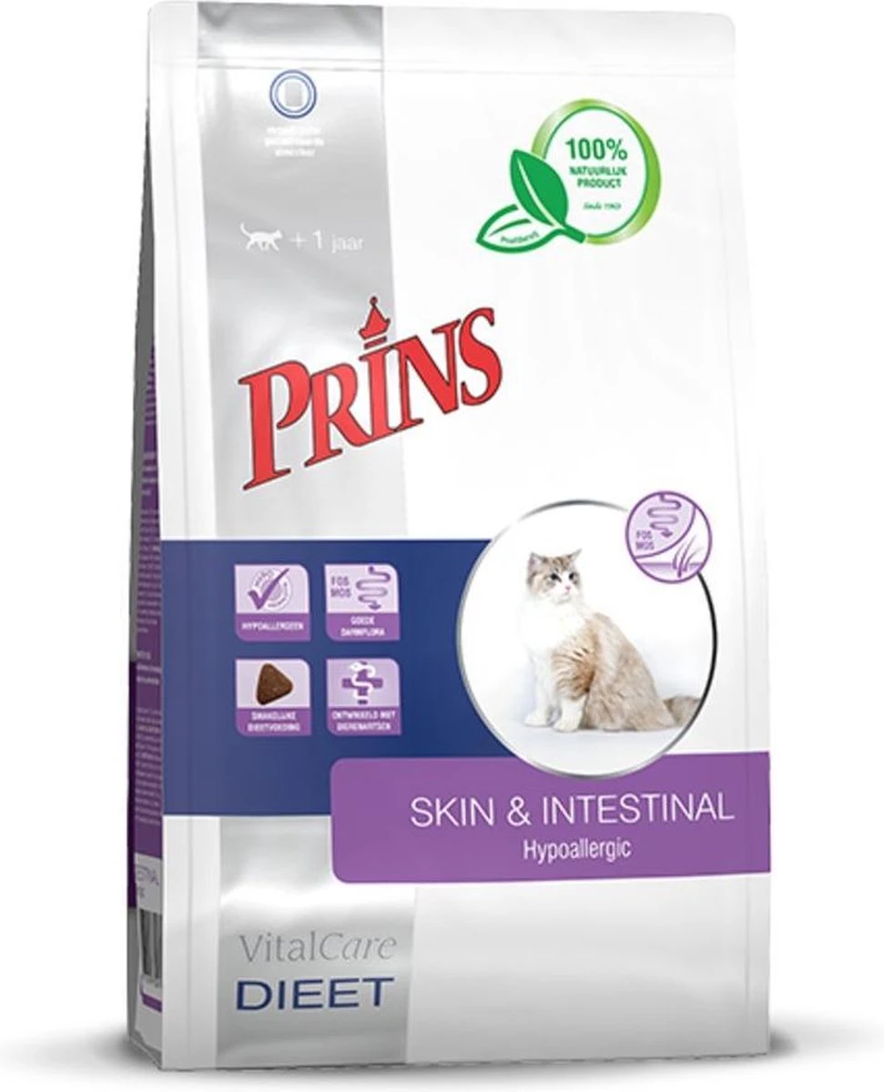 Prins VitalCare Diet Skin & Intestinal Hypoallergeen Kattenvoer 1,5 Kg 1 Prins VitalCare Diet Skin & Intestinal Hypoallergeen Kattenvoer 1,5 Kg