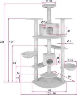 Tectake - Krabpaal Fippi Kattenkrabpaal - 201 Cm Hoog - Rood/wit - 402187 -Merkloos Winkel 977x1200 2