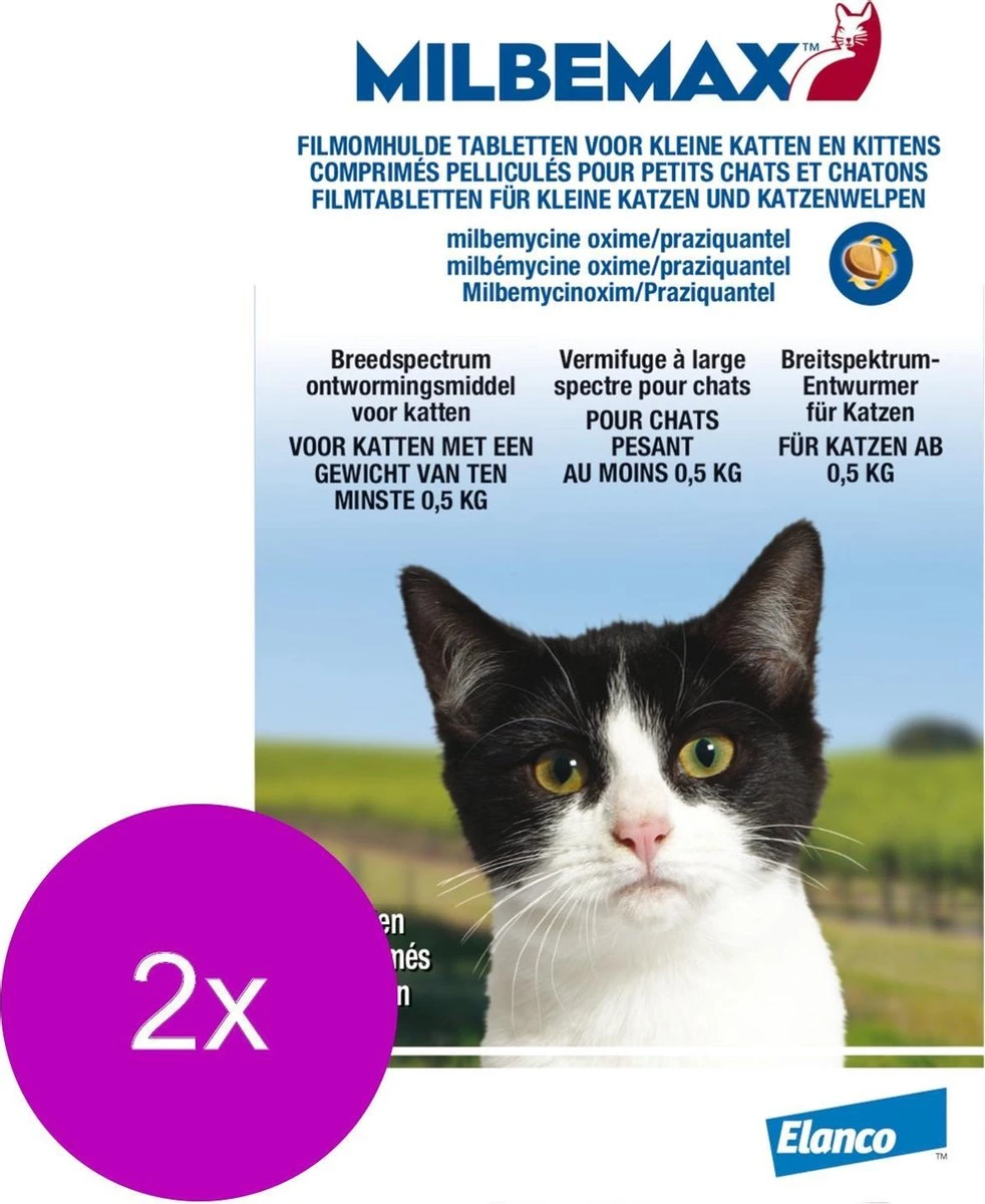 Elanco Milbemax Kitten & Kat - Anti Wormenmiddel - 2 X 2 Tab 0.5 Tot 2 Kg 1 Elanco Milbemax Kitten & Kat - Anti Wormenmiddel - 2 X 2 Tab 0.5 Tot 2 Kg