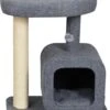 Katten Krabpaal Met Huisje | Grijs | 60 X 40 X 70 Cm Kattenboom Met Ligbed