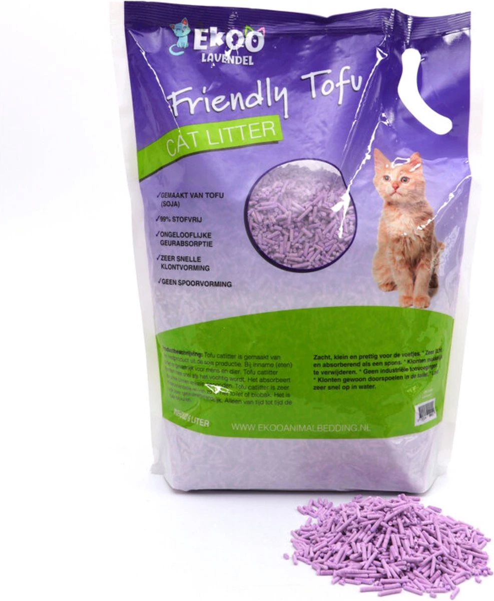 Ekoo Kattenbakvulling Friendly Tofu Lavendel 6 Liter 1 Ekoo Kattenbakvulling Friendly Tofu Lavendel 6 Liter